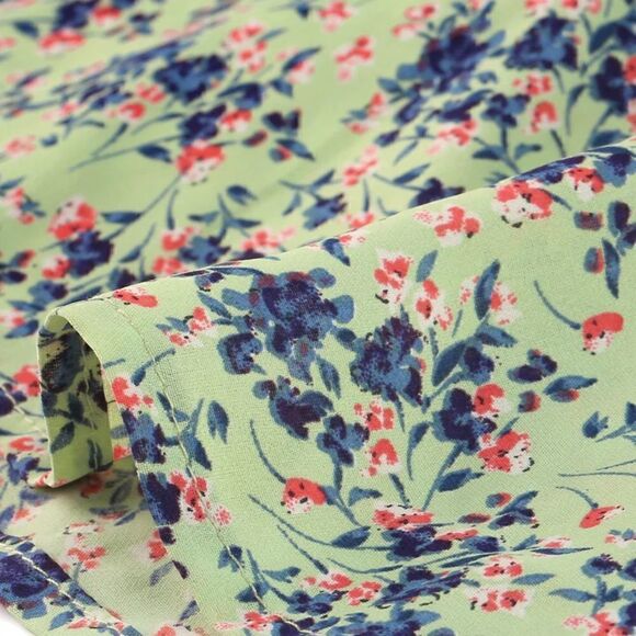 NEW Allegra K Green Floral Shirt - Picture 4 of 7